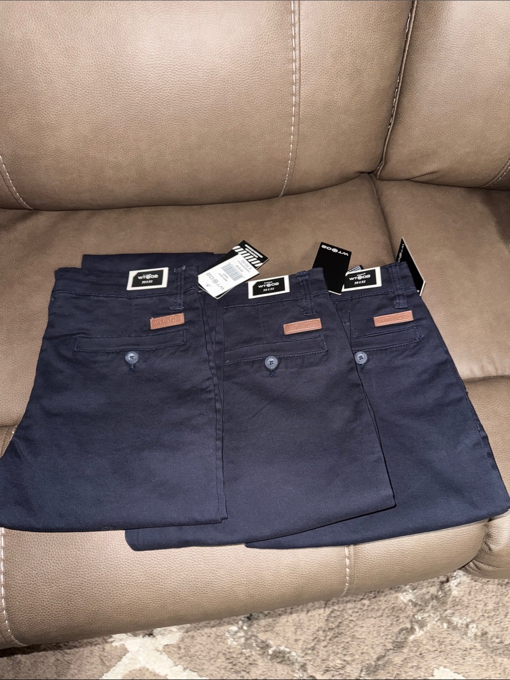 3 Pair Men's Navy Chinos - Classic Fit